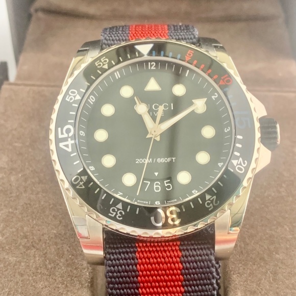 COPY - Gucci Dive XL 45 mm case red and navy strap Men’ s watch. New - Picture 2 of 6